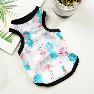 Summer pet vest for small dogs and cats with flamingo and pineapple tropical print
