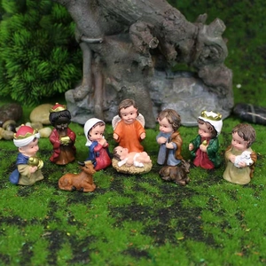 Statuine Presepio Resina Natale Decorazione Scrivania Religiosa Sacra Famiglia Re Magi Angelo Animale Miniatura Ornamento