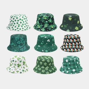 Shamrock Clover Print Bucket Hat Reversible Foldable Sun Protection Polyester Outdoor St Patricks Day Accessory
