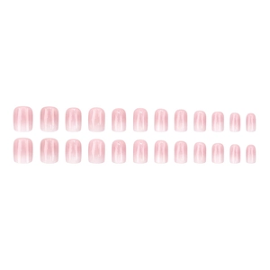 French style 24pcs press-on nails with pink gradient blush design and glossy finish