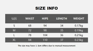 Guide des tailles détaillé pour mini-jupe en cuir avec mesures de taille et hanches