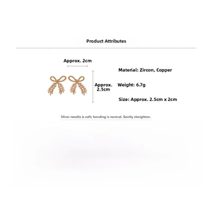Detailed specifications of bowknot earrings with cubic zirconia and silver pins