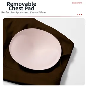 Close-up of removable breathable pads for brown quick-dry yoga sports bra