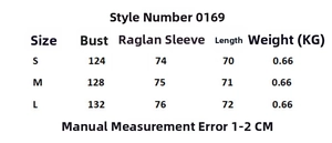 Detailed size chart for loose fit lapel trench coat showing bust and sleeve measurements