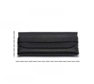 Litchi pattern black leather glasses case with dimensions 174mm x 69mm and magnetic closure