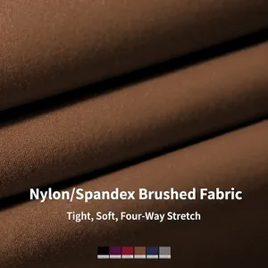 Soutien-gorge de sport marron col en V en nylon brossé et élasthanne extensible 4 sens