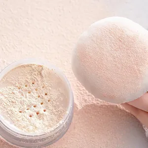 Soft crystal velvet powder puff and fine loose powder for flawless makeup finish
