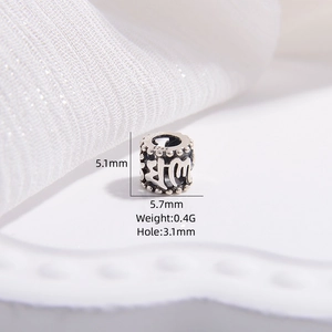 Perle Mantra en Argent Sterling S925 pour Bracelets DIY avec Trou de 3,1 mm