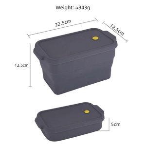 Grey silicone collapsible toast bread mold shown in both expanded and folded states