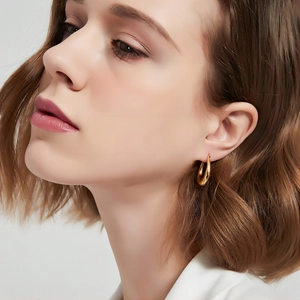 Boucles D'Oreilles Créoles En Forme De U Acier Inoxydable Plaqué Or Poli Géométrique Minimaliste Bijoux Pour Femmes Tendance