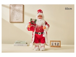 Detailed 60cm Santa Claus figurine holding a gift bag and lantern in a cozy room setting
