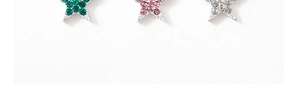Detailed view of colorful star-shaped rhinestone charms in green, pink, and white plating