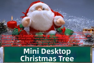 Miniature Santa Claus tabletop decoration with red felt and festive pine cone accents