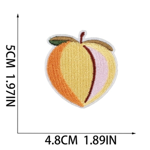 Detailed peach embroidery patch with dimensions 5x4.8cm for clothing decoration