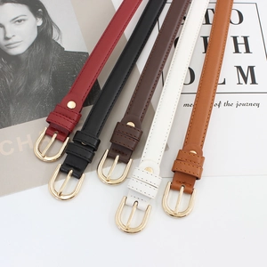 Cinq ceintures fines pour femmes en simili cuir avec boucles dorées en divers coloris