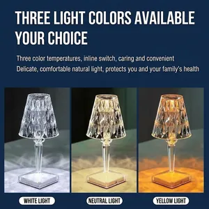 Crystal table lamp with three color temperature modes and touch control lighting