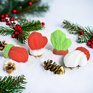 Miniature resin Christmas tree glove and hat figurines for DIY micro landscape decor