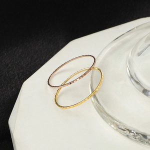 Minimalist 18k gold plated stainless steel thin rings with hammered textured finish