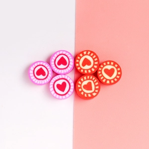 Handmade heart pattern polymer clay beads for DIY jewelry making and necklace kits
