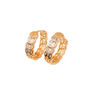 18K gold plated copper coin earrings featuring marquise cut zircon in neo-Chinese style