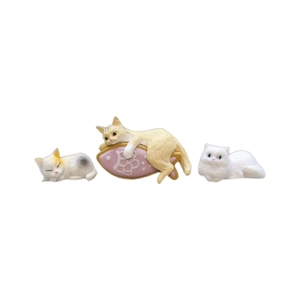 Three cute miniature cat figurines for desk and car decoration made of high-quality resin