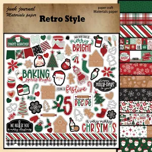 Retro Christmas scrapbooking paper collection with Santa and gingerbread motifs