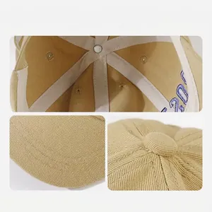 Light khaki baby baseball cap made of cotton with detailed stitching and sun protection