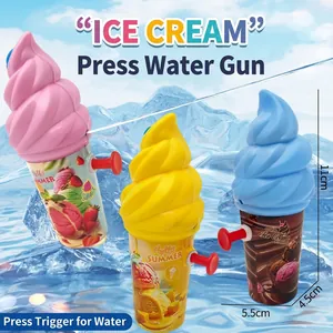 Mini Ice Cream Shaped Water Gun Plastic Manual Press Squirt Toy For Summer Pool Beach Party Kids Children Novelty
