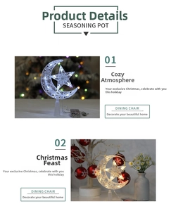 Close-up of LED star and moon tree topper with dual USB and battery power source