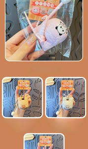 Detailed view of Capybara and Panda stress relief toy keychains with retail packaging