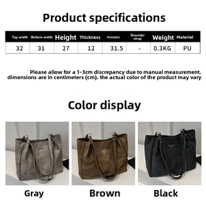 Size chart showing width, height and material specifications for this large tote bag
