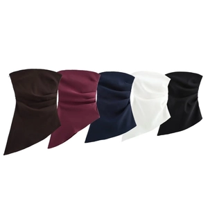 Sexy Asymmetric Hem Tube Top Pleated Ruched Polyester Party Clubwear For Women