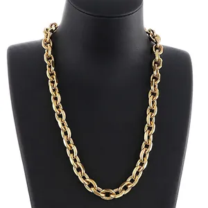 Poliertes Gold 10mm O-Gliederkette Halskette aus langlebigem Edelstahl für Damen
