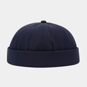 Classic navy blue docker cap in breathable quick-dry fabric for a stylish street look