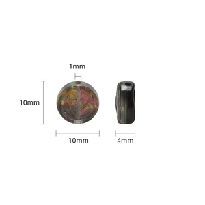 10mm iridescent glass rose pendant bead with 1mm center hole for DIY jewelry making