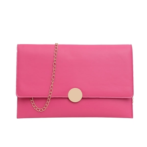 Borsa a tracolla fucsia a busta minimalista con fibbia dorata e tracolla a catena