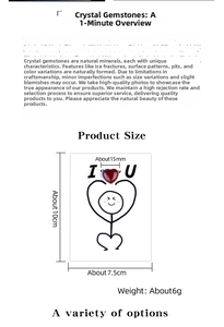 Macro view of 15mm red heart agate stone with I Love You display card specifications