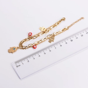 Measurement of golden double-layer Hamsa Hand and Evil Eye bracelet length