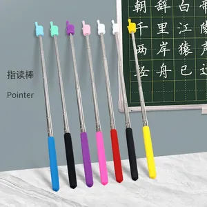 Set of 7 retractable stainless steel teaching pointers with colorful non-slip sponge handles