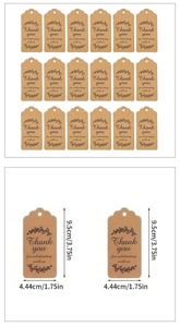 Brown paper gift tags with Thank You message and dimensions 9.5cm by 4.44cm