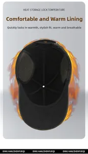 Detail view of winter baseball cap with thermal fleece lining and ear protection flaps