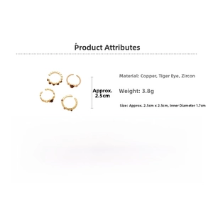 Detailed size chart for gold-plated tiger eye ring with inner diameter of 1.7cm