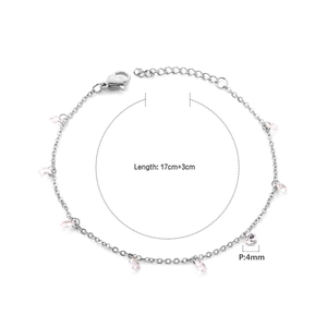Bracelet œil maléfique argenté avec pierres marquises roses et rallonge de 17cm à 20cm