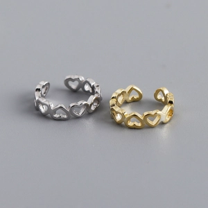 Heart Ear Cuff 925 Sterling Silver No Piercing Clip On Earrings Hollow Love Heart Fashion Punk Jewelry For Women