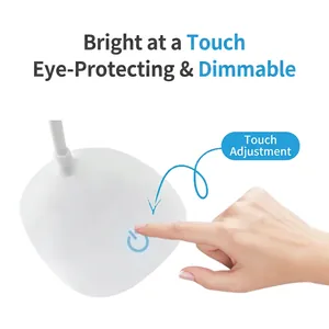 Touch control base of a white eye-protection LED desk lamp with power indicator