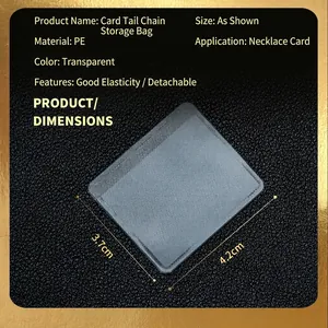 Transparent PE self-adhesive jewelry storage bag with grid texture 3.7x4.2cm