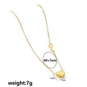 Golden heart and key pendant necklace with Forever Love engraving and adjustable chain