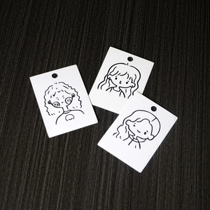 Minimalist white jewelry display cards with cute black and white girl illustrations