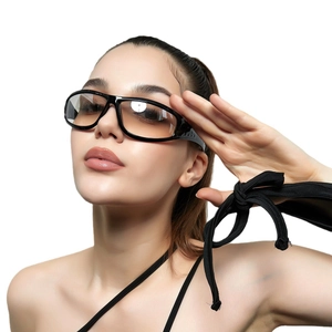 Y2K style black bold frame sunglasses with gradient brown lenses for a retro chic look