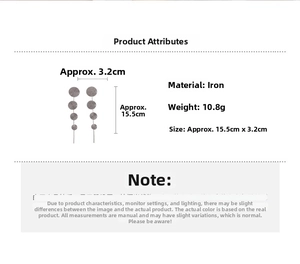 Spécifications détaillées des boucles d'oreilles longues à glands, 15,5 cm par 3,2 cm